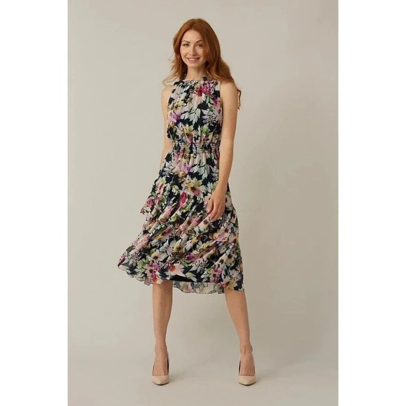 Joseph Ribkoff Dresses & Skirts - Joseph Ribkoff Sz 16 Midnight Blue-Multi Floral Halter Dress Style 221334 Easter